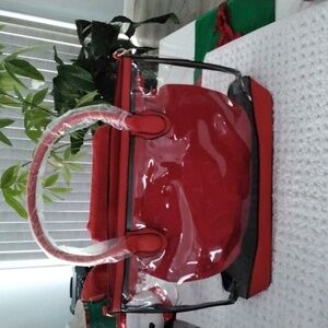 Red Transparent Tote Bag